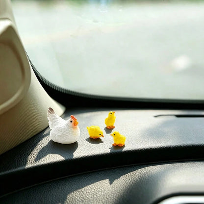 4pcs "Corner Nesting Lucky Chick" Car Interior Decor/Dashboard Creative Warm Chick Figurine