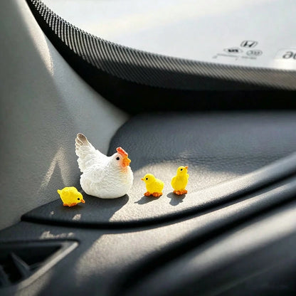 4pcs "Corner Nesting Lucky Chick" Car Interior Decor/Dashboard Creative Warm Chick Figurine