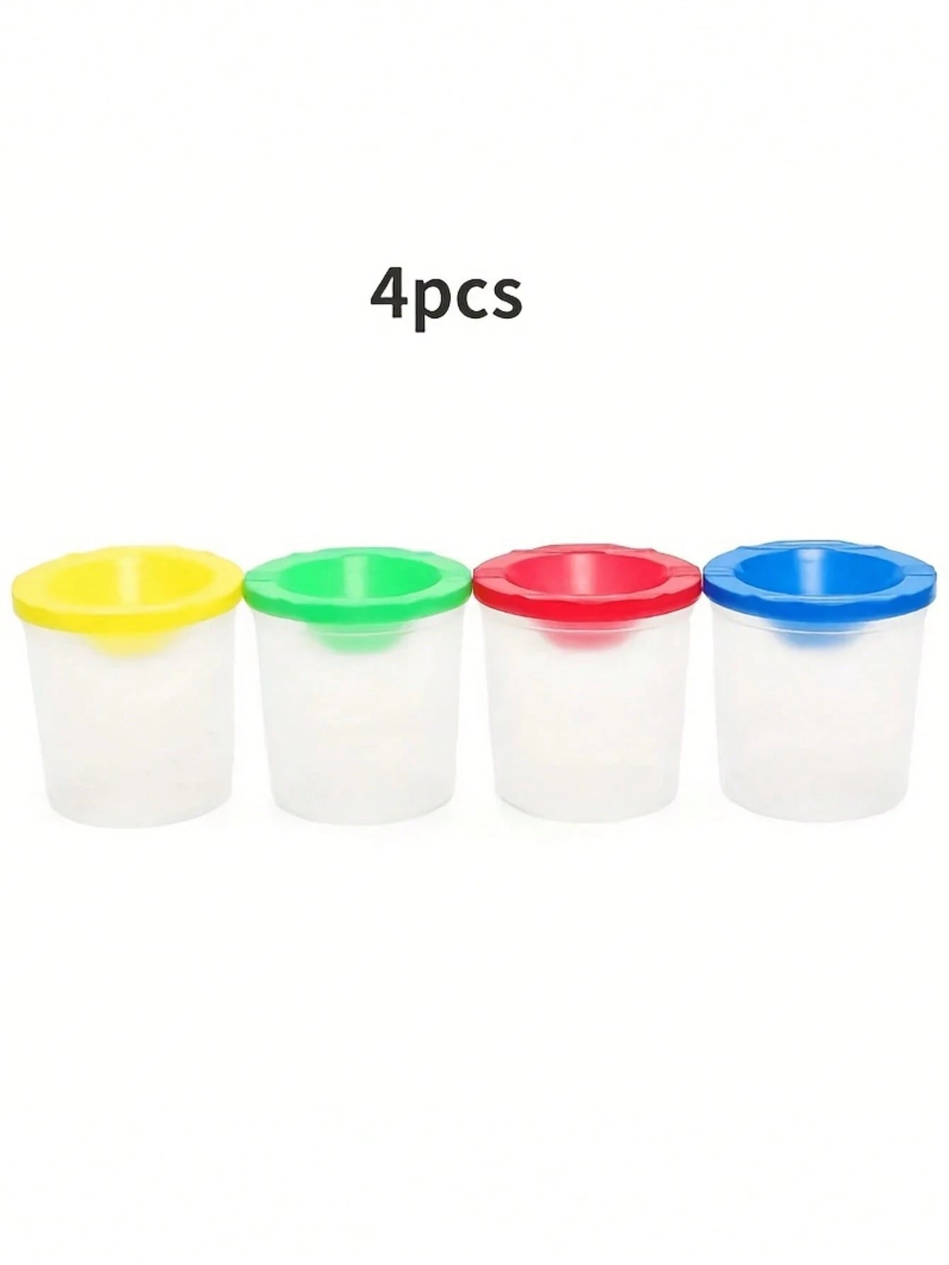 4pcs Covered Paint Brush Holder, Paint Tool Wash Bucket, Leak-Proof Mixing Cup, Watercolor Brush Cleaning Cup, Nail Art Brush Wash Cup, Small Painting Plastic Makeup Color Cleaning Cup Set, Detachable