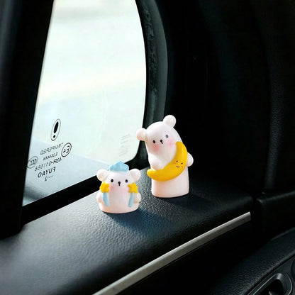 4pcs Creative Cute Magic Bear Car Dashboard Desktop Ornament DIY Car Interior Office Desk Computer Screen Landscape Decoration Accessories