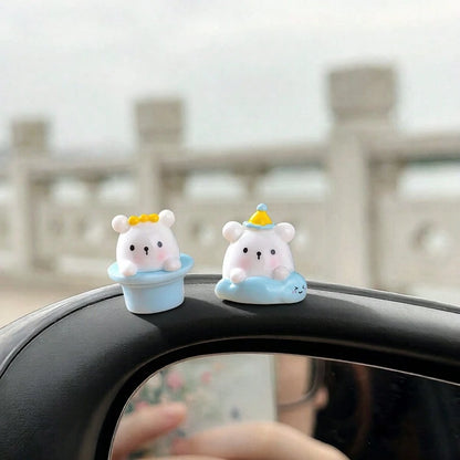 4pcs Creative Cute Magic Bear Car Dashboard Desktop Ornament DIY Car Interior Office Desk Computer Screen Landscape Decoration Accessories