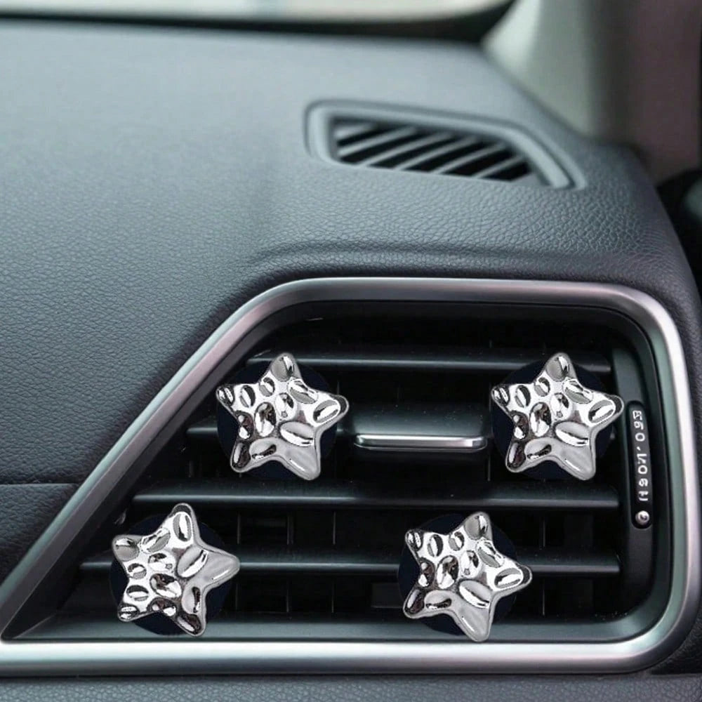 4pcs Electroplated Star Air Vent Clip, Luxury Fashion Lightweight, Cute Holiday Gift, Fragrance-Free (Fragrance Pad Not Included)