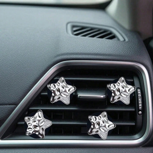 4pcs Electroplated Star Air Vent Clip, Luxury Fashion Lightweight, Cute Holiday Gift, Fragrance-Free (Fragrance Pad Not Included)