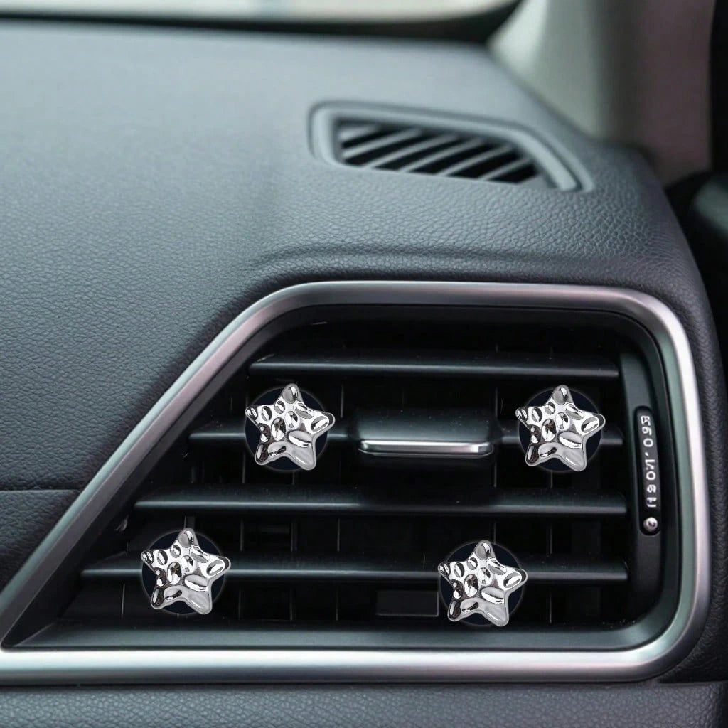 4pcs Electroplated Star Air Vent Clip, Luxury Fashion Lightweight, Cute Holiday Gift, Fragrance-Free (Fragrance Pad Not Included)