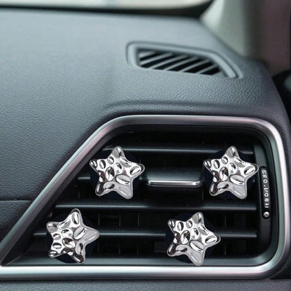 4pcs Electroplated Star Air Vent Clip, Luxury Fashion Lightweight, Cute Holiday Gift, Fragrance-Free (Fragrance Pad Not Included)