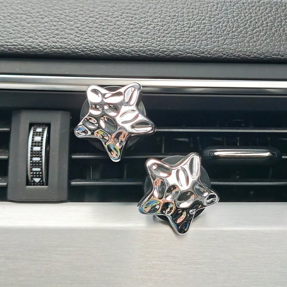 4pcs Electroplated Star Air Vent Clip, Luxury Fashion Lightweight, Cute Holiday Gift, Fragrance-Free (Fragrance Pad Not Included)