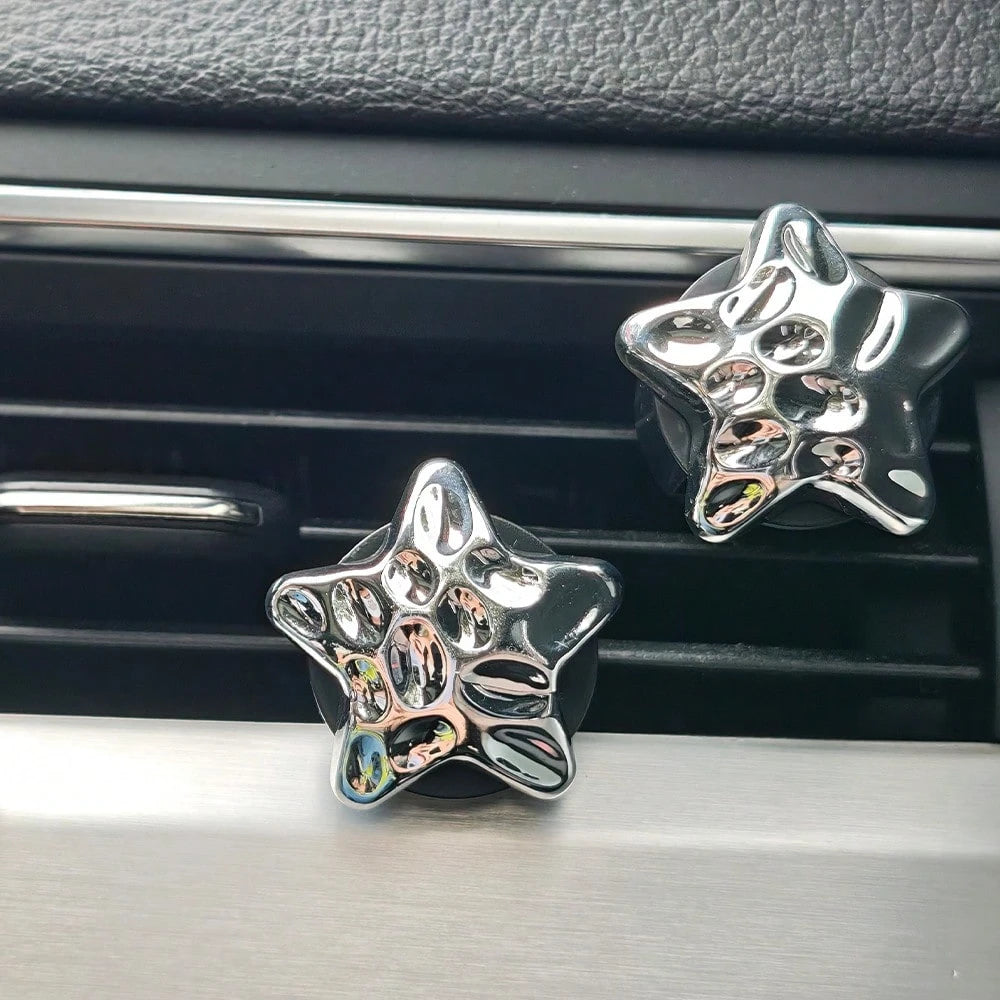 4pcs Electroplated Star Air Vent Clip, Luxury Fashion Lightweight, Cute Holiday Gift, Fragrance-Free (Fragrance Pad Not Included)