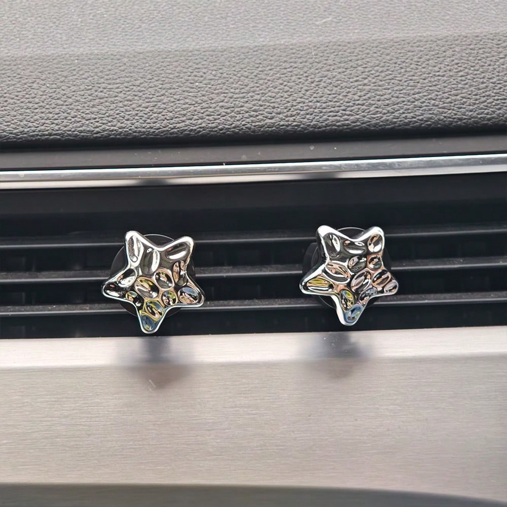 4pcs Electroplated Star Air Vent Clip, Luxury Fashion Lightweight, Cute Holiday Gift, Fragrance-Free (Fragrance Pad Not Included)