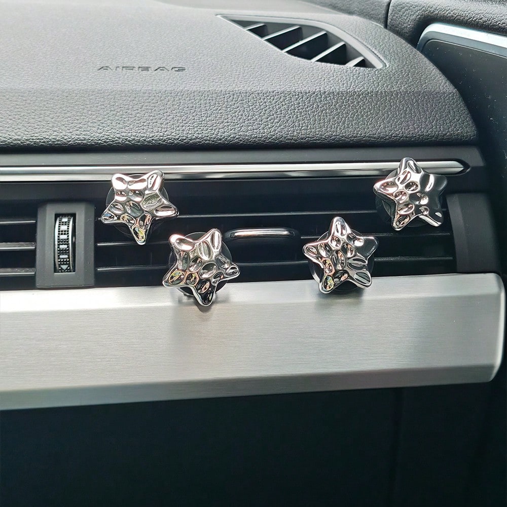 4pcs Electroplated Star Air Vent Clip, Luxury Fashion Lightweight, Cute Holiday Gift, Fragrance-Free (Fragrance Pad Not Included)