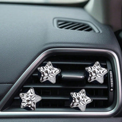 4pcs Electroplated Star Air Vent Clip, Luxury Fashion Lightweight, Cute Holiday Gift, Fragrance-Free (Fragrance Pad Not Included)