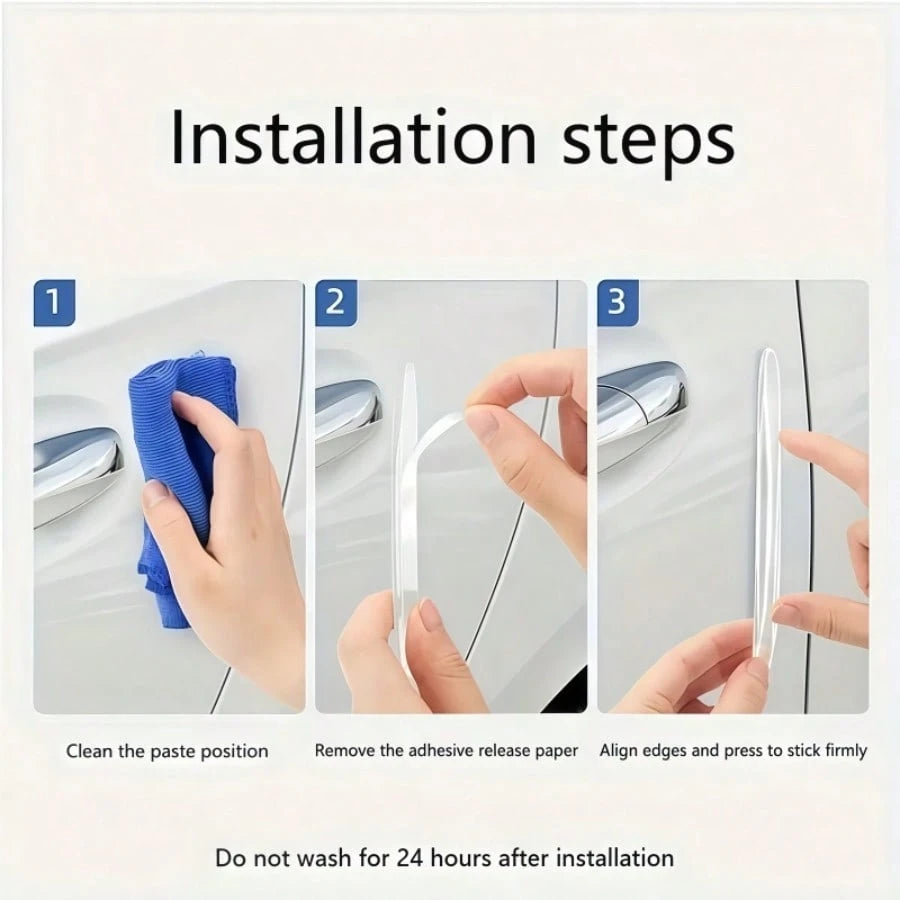 4pcs Invisible Car Door Edge Guards- PVC Bumper Strips For Anti-Scratch Protection, Rearview Mirror Bumper, Able To Cushion Collision, Firmly Protect Car Door Paint