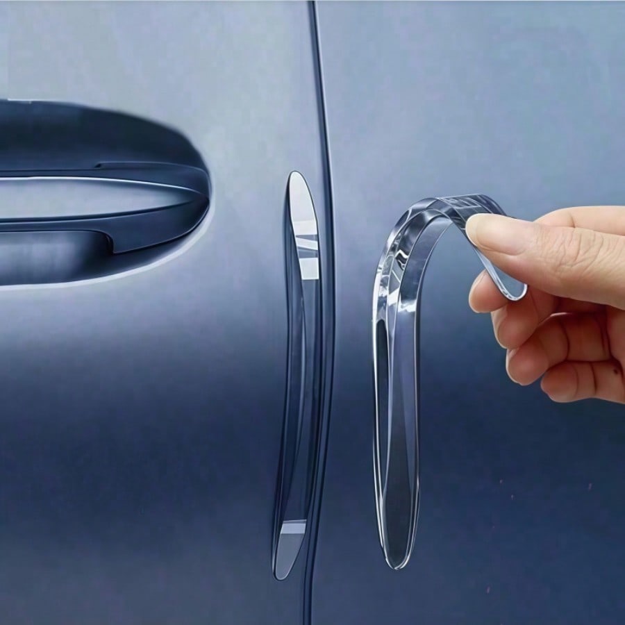 4pcs Invisible Car Door Edge Guards- PVC Bumper Strips For Anti-Scratch Protection, Rearview Mirror Bumper, Able To Cushion Collision, Firmly Protect Car Door Paint