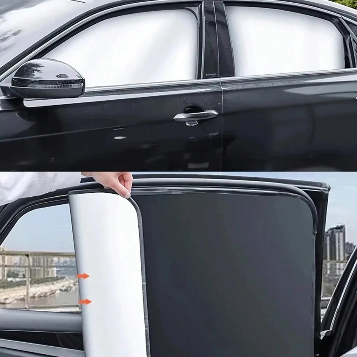 4pcs Magnetic Car Side Window Umbrella- Titanium Silver Front And Rear Privacy Curtains, Sunscreen, Suitable For Velvet And Diaper Changing, Suitable For Cars, Cars, SUVs, Strong Adhesion, Can Be Use