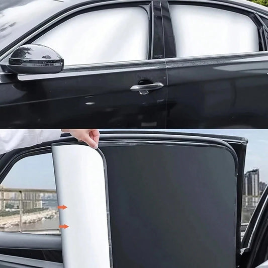 4pcs Magnetic Car Side Window Umbrella- Titanium Silver Front And Rear Privacy Curtains, Sunscreen, Suitable For Velvet And Diaper Changing, Suitable For Cars, Cars, SUVs, Strong Adhesion, Can Be Use