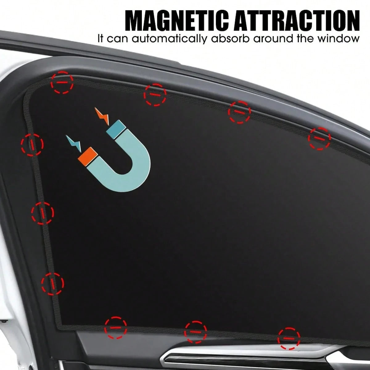 4pcs Magnetic Car Side Window Umbrella- Titanium Silver Front And Rear Privacy Curtains, Sunscreen, Suitable For Velvet And Diaper Changing, Suitable For Cars, Cars, SUVs, Strong Adhesion, Can Be Use