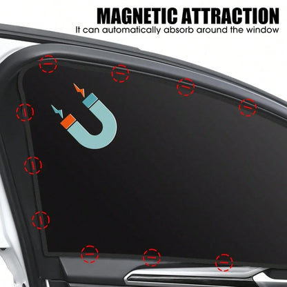 4pcs Magnetic Car Side Window Umbrella- Titanium Silver Front And Rear Privacy Curtains, Sunscreen, Suitable For Velvet And Diaper Changing, Suitable For Cars, Cars, SUVs, Strong Adhesion, Can Be Use