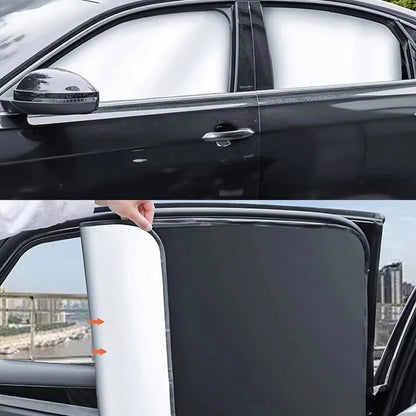 4pcs Magnetic Car Side Window Umbrella- Titanium Silver Front And Rear Privacy Curtains, Sunscreen, Suitable For Velvet And Diaper Changing, Suitable For Cars, Cars, SUVs, Strong Adhesion, Can Be Use
