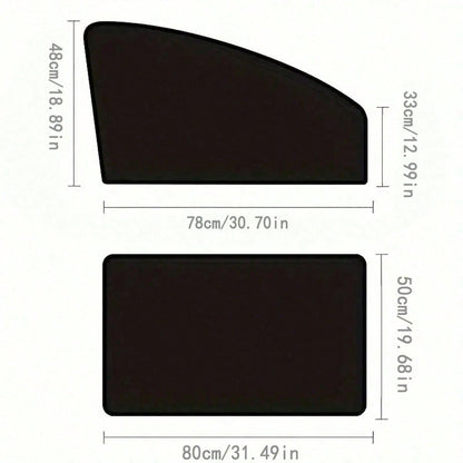 4pcs Magnetic Curtain Protector Car Window Sunshade, Car Side Window Sunshade, Sunscreen, Heat Insulation And Cooling, UV Protection, Thermal Privacy Curtain, Suitable For Most Models