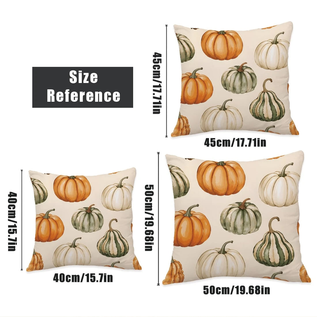 4pcs Minimalist Autumn Full Print Pumpkin Maple Leaf Acorn Pattern Cushion Covers [No Pillow Insert], 40*40cm/45*45cm/50*50cm, [Single-Sided Printing] Made Of Polyester Material Happy Autumn Hello Pum