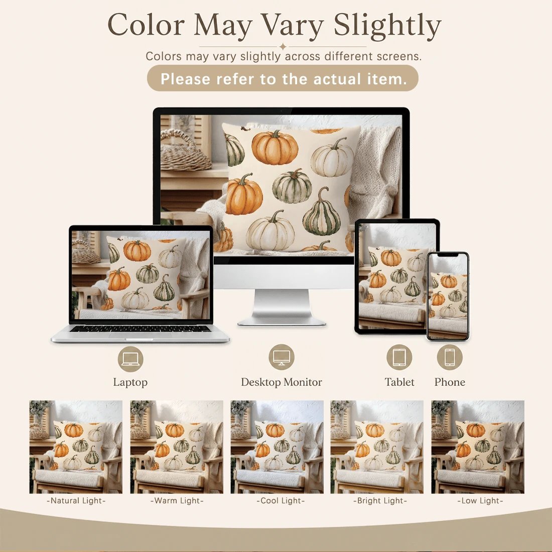 4pcs Minimalist Autumn Full Print Pumpkin Maple Leaf Acorn Pattern Cushion Covers [No Pillow Insert], 40*40cm/45*45cm/50*50cm, [Single-Sided Printing] Made Of Polyester Material Happy Autumn Hello Pum