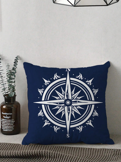 4pcs Nautical Style Plush Pillow Covers, Made Of Polyester