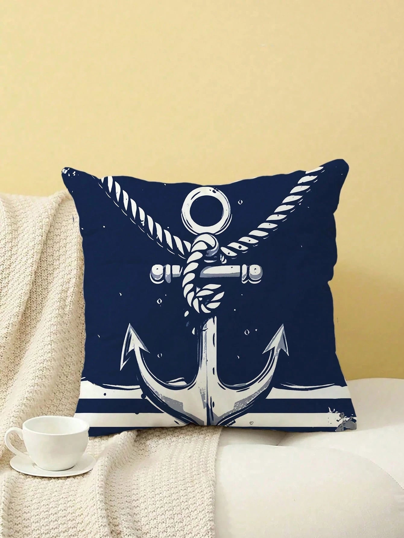 4pcs Nautical Style Plush Pillow Covers, Made Of Polyester