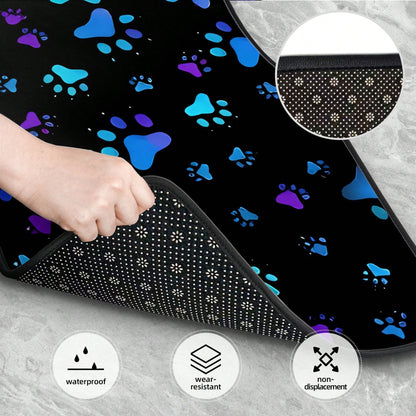 4pcs Neon Glow-In-The-Dark Paw Print Car Floor Mats- Heavy-Duty All-Weather Protection, Anti-Slip & Stain-Resistant Fit For Cars, Trucks, SUVs- Easy Clean Pet-Friendly Floor Liners With Glowing/Pur
