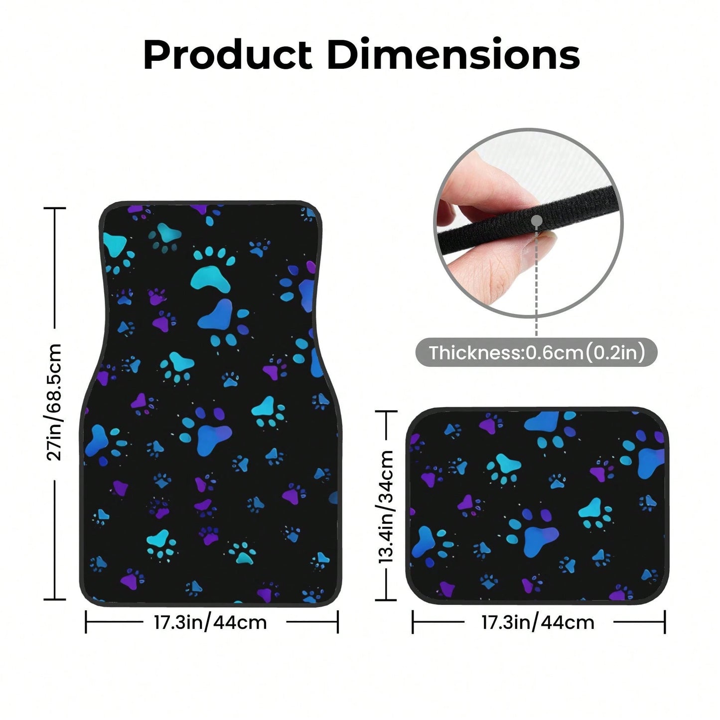 4pcs Neon Glow-In-The-Dark Paw Print Car Floor Mats- Heavy-Duty All-Weather Protection, Anti-Slip & Stain-Resistant Fit For Cars, Trucks, SUVs- Easy Clean Pet-Friendly Floor Liners With Glowing/Pur