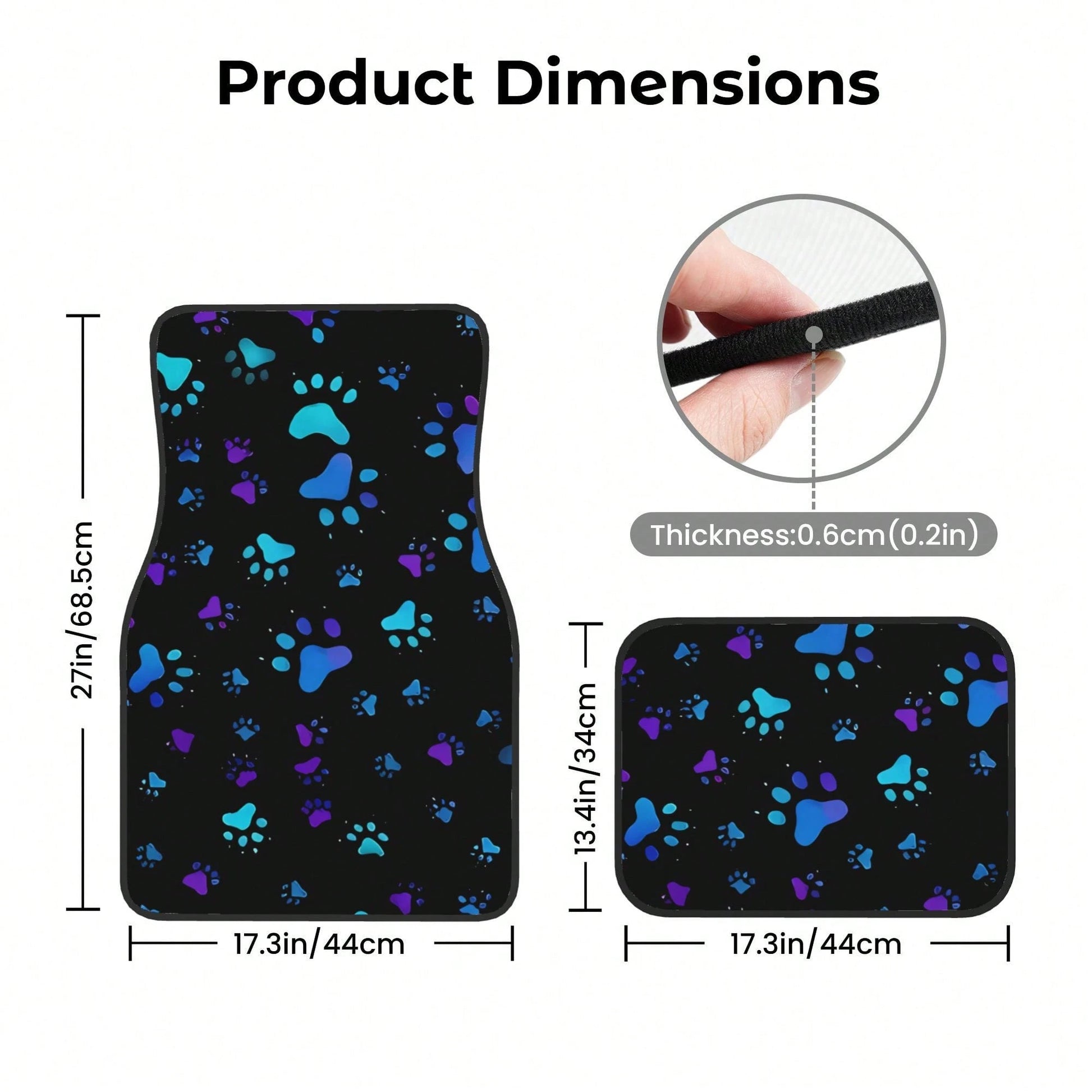 4pcs Neon Glow-In-The-Dark Paw Print Car Floor Mats- Heavy-Duty All-Weather Protection, Anti-Slip & Stain-Resistant Fit For Cars, Trucks, SUVs- Easy Clean Pet-Friendly Floor Liners With Glowing/Pur