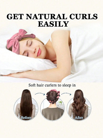 4pcs No-Heat Hair Curlers, Can Be Worn To Sleep Without Heating, Super Soft Ribbon Wrapped For Long Hair, Includes Hair Ties And Clips, Suitable For All Hair Types, Can Be Used Overnight.
