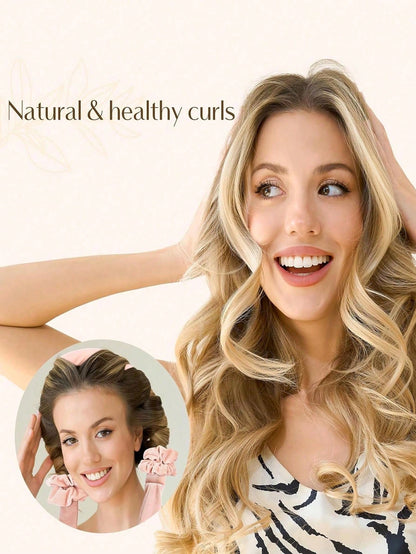 4pcs No-Heat Hair Curlers, Can Be Worn To Sleep Without Heating, Super Soft Ribbon Wrapped For Long Hair, Includes Hair Ties And Clips, Suitable For All Hair Types, Can Be Used Overnight.