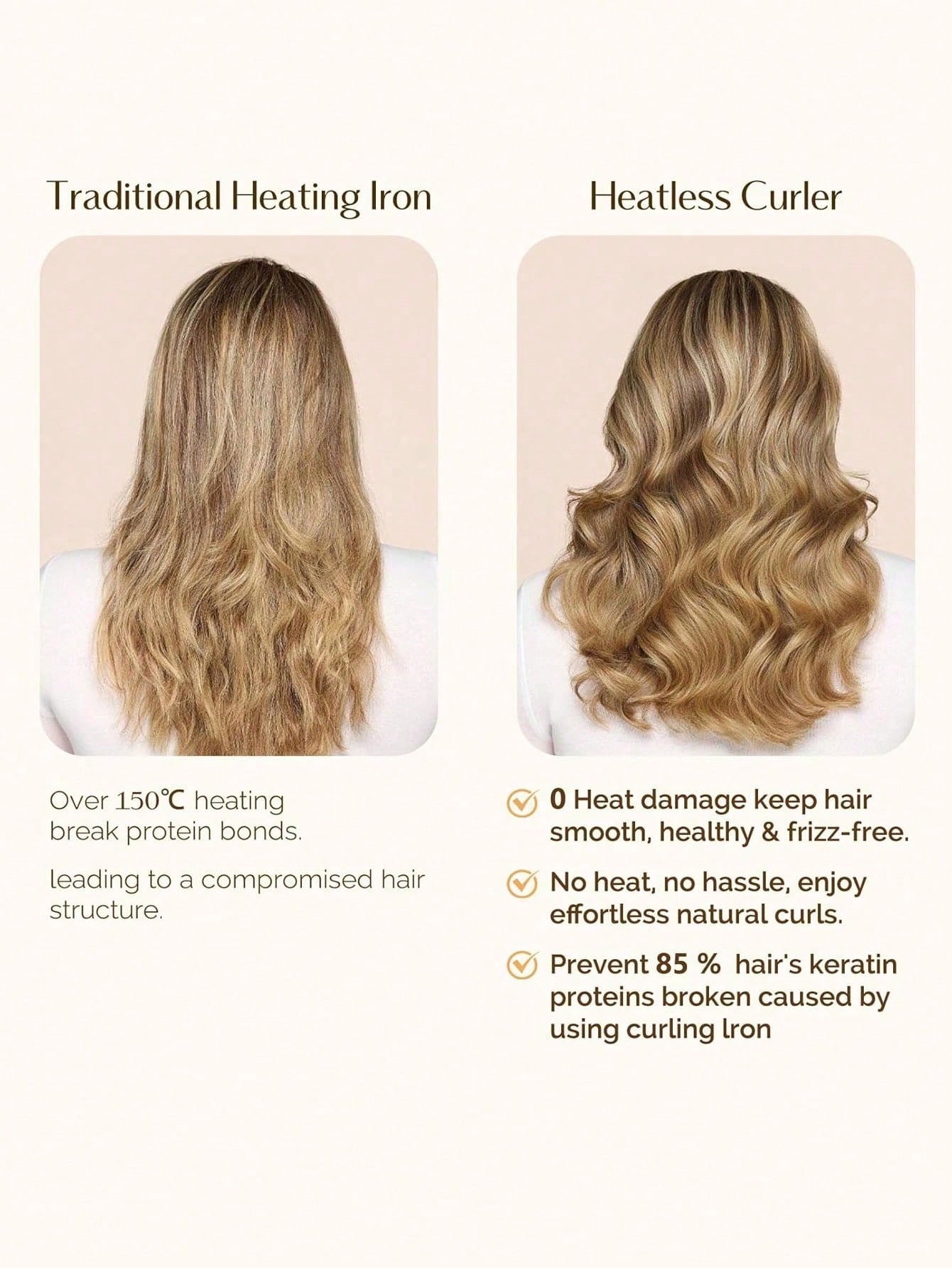 4pcs No-Heat Hair Curlers, Can Be Worn To Sleep Without Heating, Super Soft Ribbon Wrapped For Long Hair, Includes Hair Ties And Clips, Suitable For All Hair Types, Can Be Used Overnight.