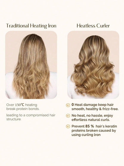 4pcs No-Heat Hair Curlers, Can Be Worn To Sleep Without Heating, Super Soft Ribbon Wrapped For Long Hair, Includes Hair Ties And Clips, Suitable For All Hair Types, Can Be Used Overnight.