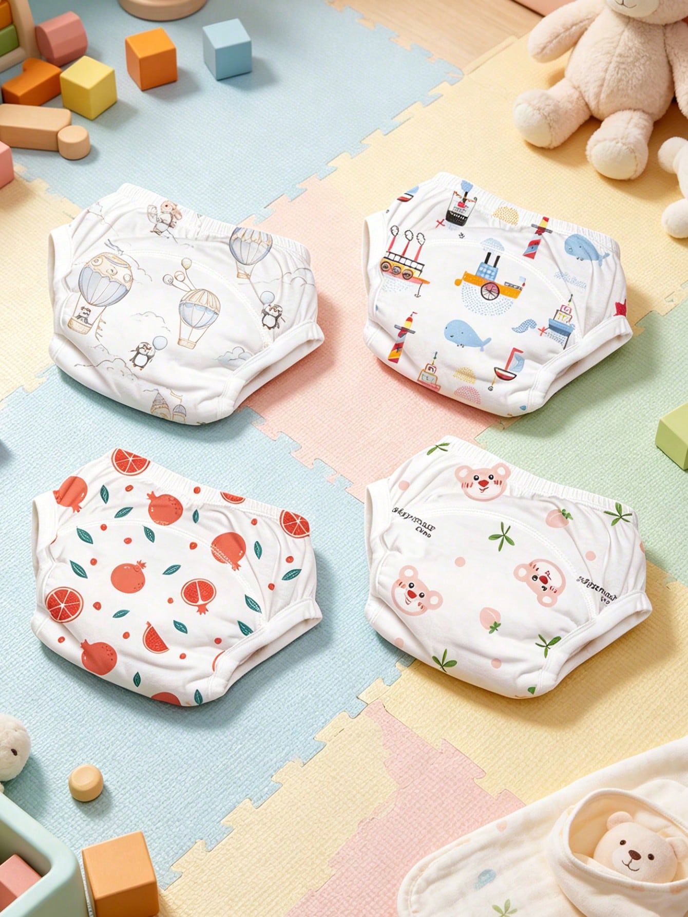 4pcs/Pack Baby Training Pants, Washable Cloth Diapers, Comfortable Soft Absorbent Diaper Pants For Infant Boys And Girls