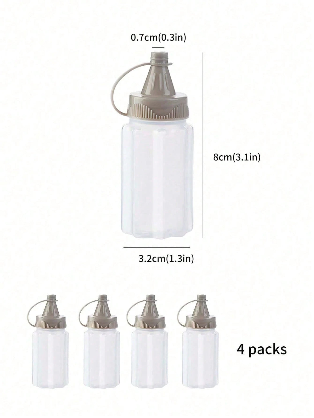 4pcs Portable Condiment Squeeze Bottles, Mini Semi-Transparent Sauce Containers, Suitable For Outdoor Camping