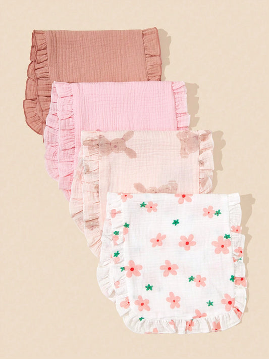 4pcs Pure Cotton Soft & Multi-Functional Baby Burp Cloth