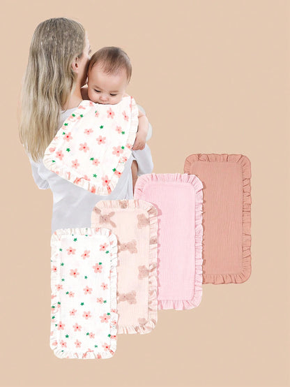 4pcs Pure Cotton Soft & Multi-Functional Baby Burp Cloth
