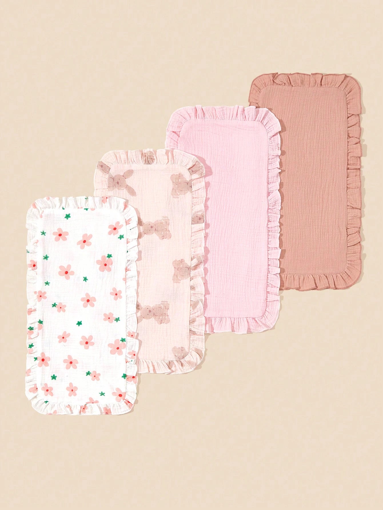 4pcs Pure Cotton Soft & Multi-Functional Baby Burp Cloth