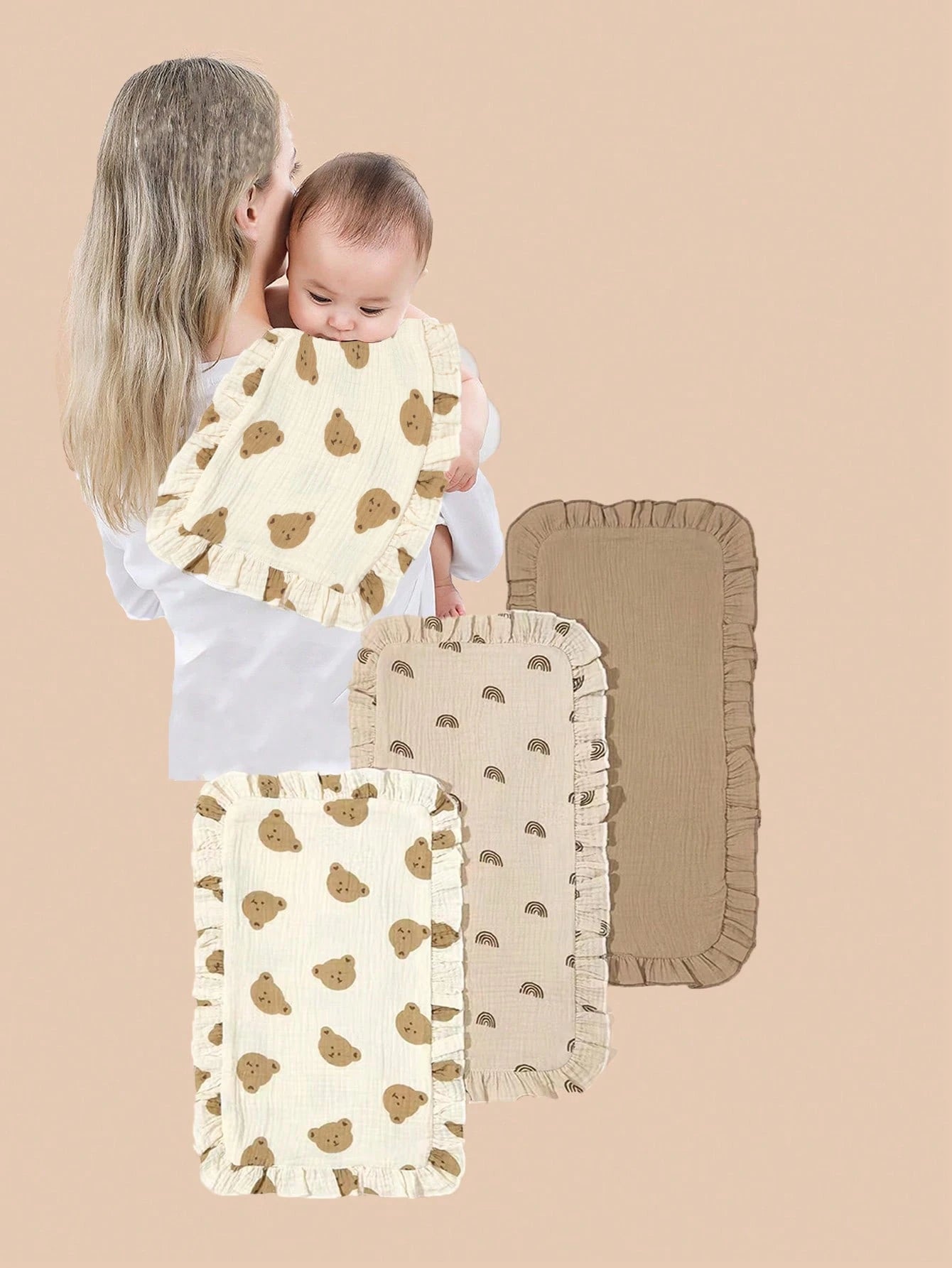 4pcs Pure Cotton Soft & Multi-Functional Baby Burp Cloth
