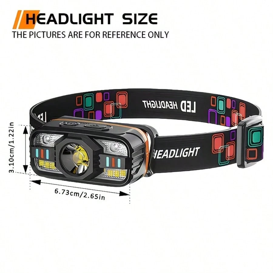 4Pcs Rechargeable LED Headlamp, USB-C Charging With 6 Lighting Modes, Adjustable Focus & Motion Sensor On/Off, Compact & Lightweight, For Camping Hiking Running Cycling Fishing Repair Work Outdoor Adv
