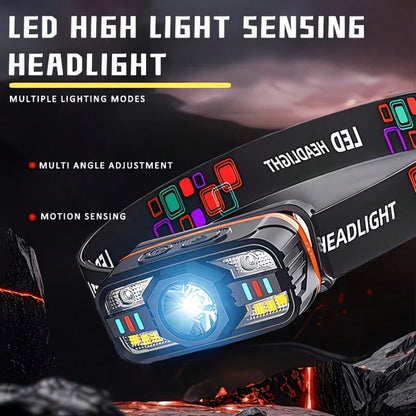 4Pcs Rechargeable LED Headlamp, USB-C Charging With 6 Lighting Modes, Adjustable Focus & Motion Sensor On/Off, Compact & Lightweight, For Camping Hiking Running Cycling Fishing Repair Work Outdoor Adv