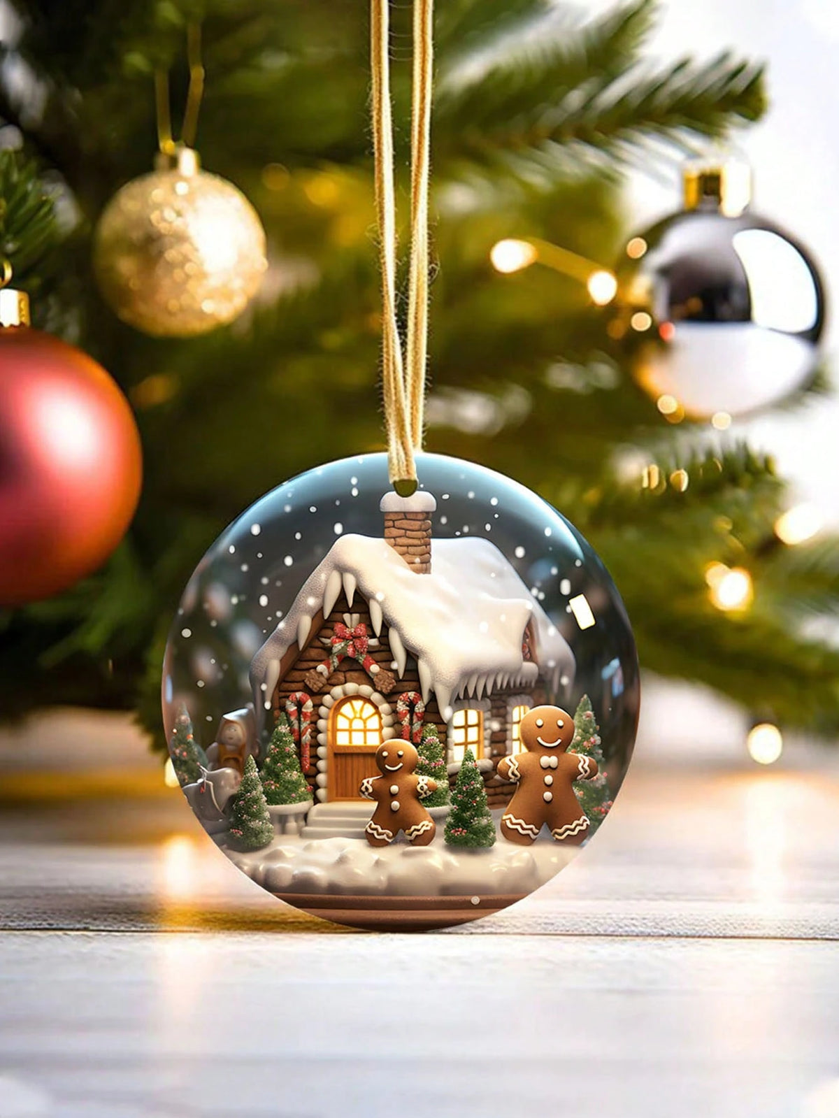 4pcs Round Christmas Snowman Snowflake Glass Ball Christmas Tree Hanging Ornaments DIY UV DTF Transfer Stickers Decoration, Winter Merry Christmas Theme Suitable For Mugs, Coffee Cups, Glassware, Vase