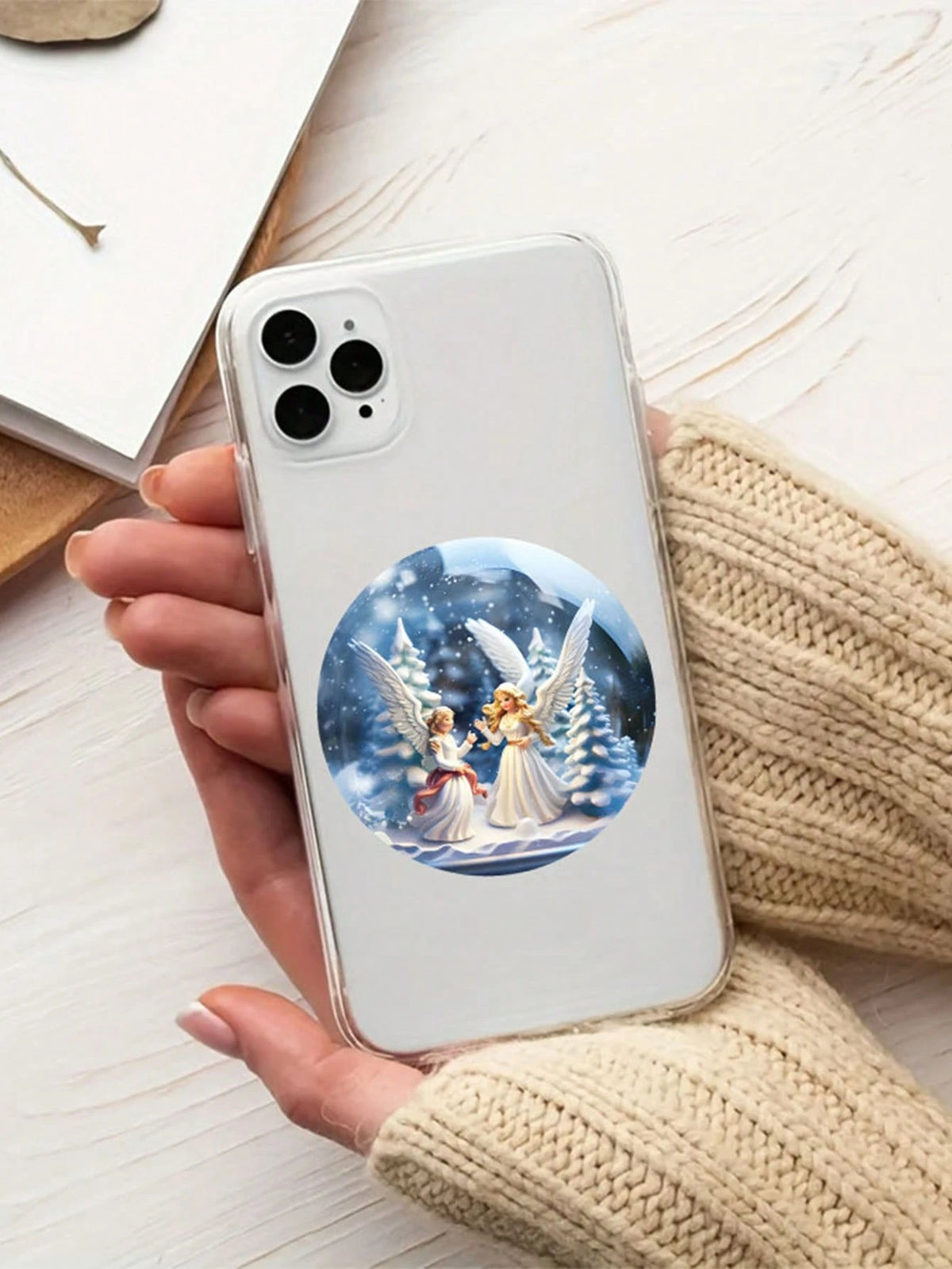 4pcs Round Christmas Snowman Snowflake Glass Ball Christmas Tree Hanging Ornaments DIY UV DTF Transfer Stickers Decoration, Winter Merry Christmas Theme Suitable For Mugs, Coffee Cups, Glassware, Vase