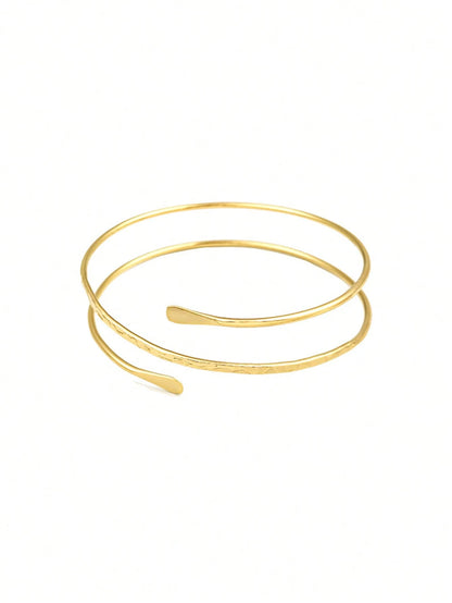 4pcs/Set Minimalist Metal Arm Cuff Bracelet, Adjustable Armlet, Suitable For Daily Wear, Street Style And Vacation