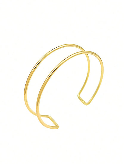 4pcs/Set Minimalist Metal Arm Cuff Bracelet, Adjustable Armlet, Suitable For Daily Wear, Street Style And Vacation