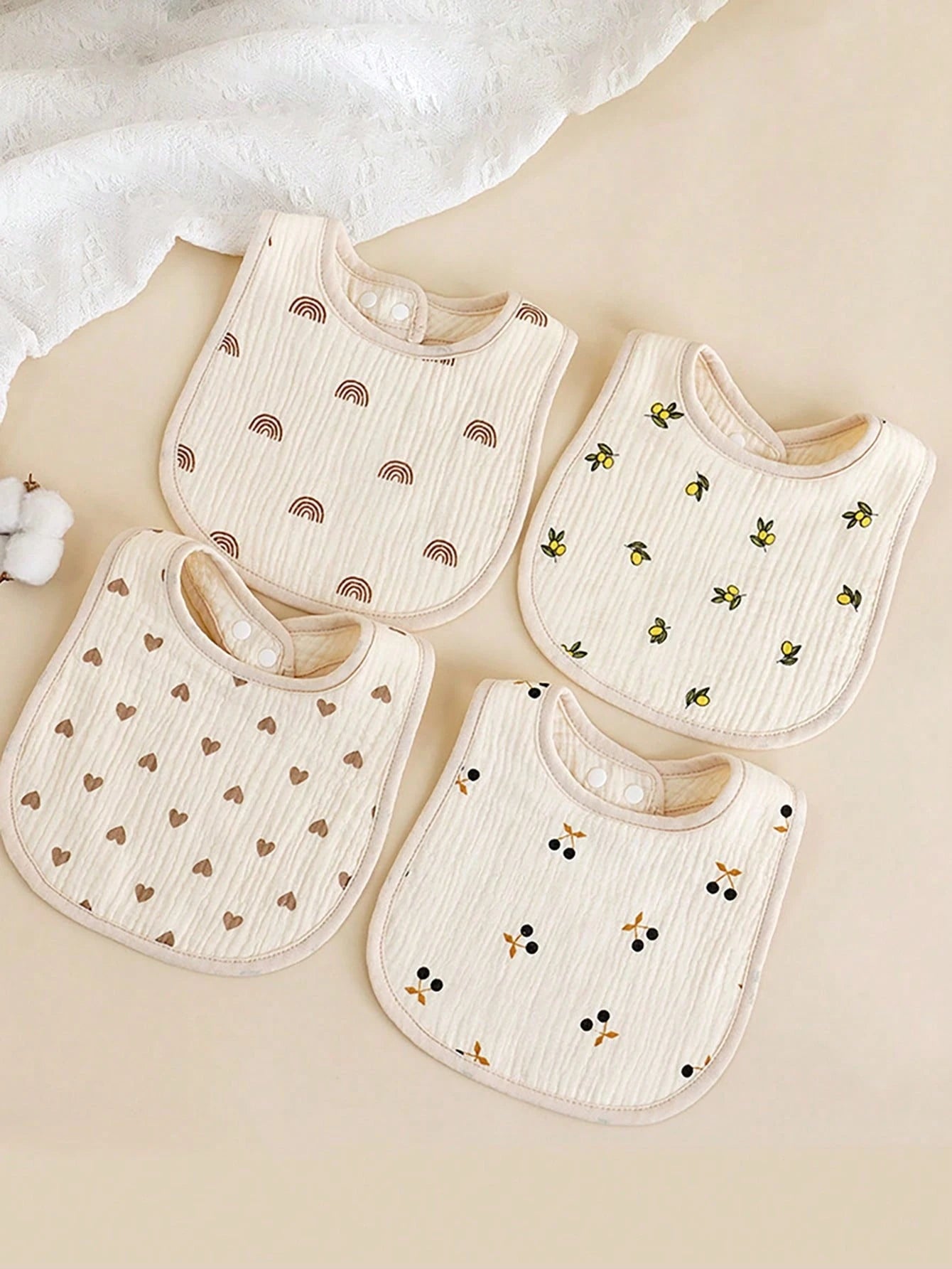 4pcs/Set U-Shaped Baby Bibs, 6-Layer Infant Burp Cloths, Feeding Saliva Towel