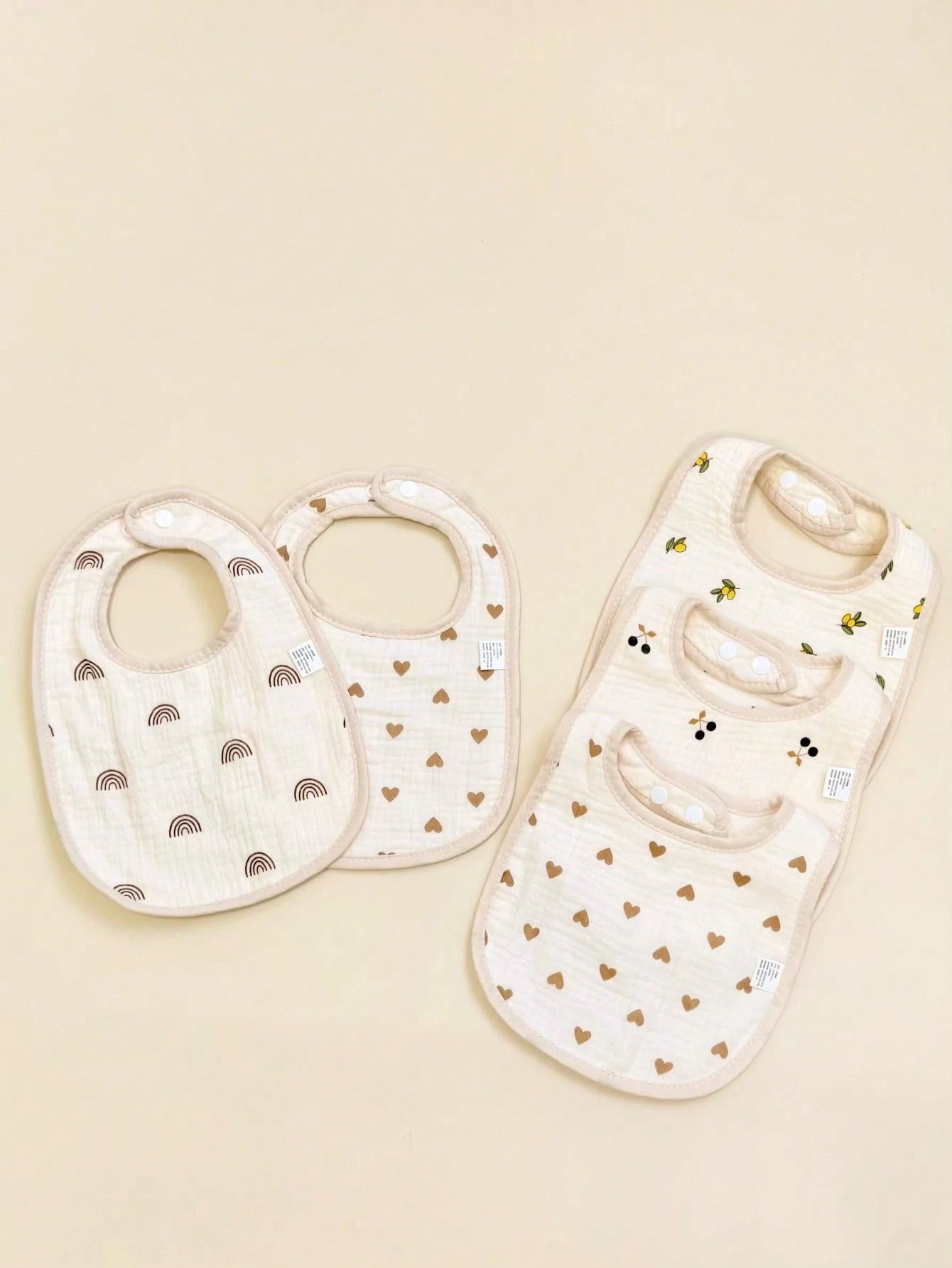 4pcs/Set U-Shaped Baby Bibs, 6-Layer Infant Burp Cloths, Feeding Saliva Towel