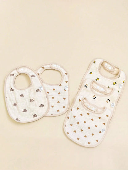 4pcs/Set U-Shaped Baby Bibs, 6-Layer Infant Burp Cloths, Feeding Saliva Towel