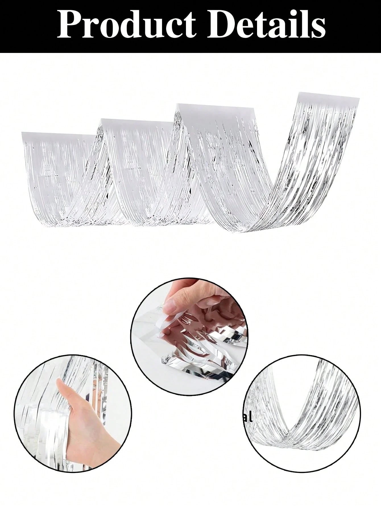 4pcs Silver Rain Curtain, Silver Party Background Decoration Tassel Curtain- 177inch, Ceiling Decoration Rain Curtain, Baby Shower Supplies, 1st Birthday Party Decoration, Hanging Ceiling Tassel Back