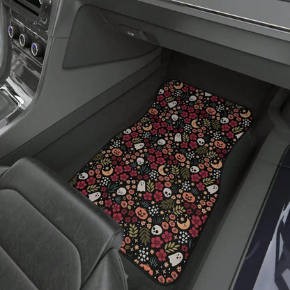 4pcs Spooky Halloween Goth Kawaii Car Floor Mats, Non Slip TPR Rubber Backing| Soft Flannel Surface, All Weather Dirt Protection, Easy To Install, Universal Fit For Most Cars SUVs, Special Gift Cho